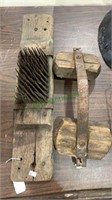 Two antique wood and iron pieces, one with a