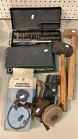 group lot with tools, rubber hammer, black hammer,