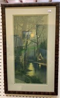 Framed print of a campsite in the woods at the