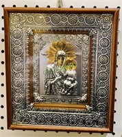 Vintage Russian religious icon, word framed