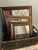 Basket With 2 Mirrors And 2 Pictures.