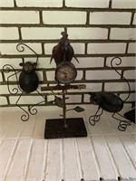 Metal Bird Clock And Bugs.