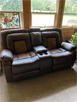 Leather Reclining Couch And Reclining Chair.