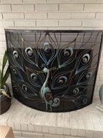 Peacock Fireplace Screen With Tools