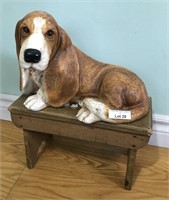 Ceramic Dog and Wood Step Stool