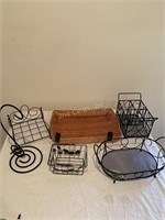 6 Piece Lot Of Baskets And Holders.