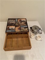 4 Piece Lot With Tea Bag Holder And Creamers.