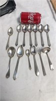Assorted sterling silver spoons and fork 8.9