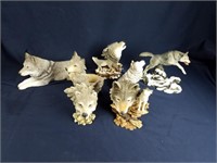 7 Resin Wolf Figurenes