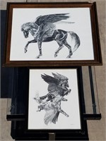 Pair Of M. Pena Pegasus Artworks