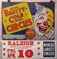 Clyde Beatty Cole Bros Circus Poster Raleigh NC