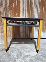 Woodedn side table  1'11.5" W X 1 1' 10" X 1'