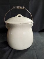 Victorian Era Crock with bale handle and Lid