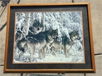 Large Double Matted Wolf Artwork