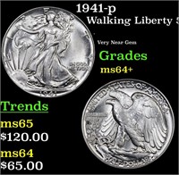 1941-p Walking Liberty 50c Grades Choice+ Unc