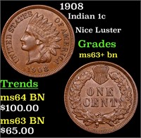 1908 Indian 1c Grades Select+ Unc BN