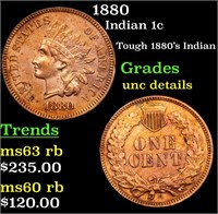 1880 Indian 1c Grades Unc Details