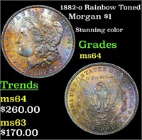 1882-o Rainbow Toned Morgan $1 Grades Choice Unc