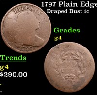 1797 Plain Edge Draped Bust 1c Grades g, good