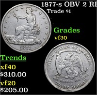 1877-s OBV 2 REV2 Trade $1 Grades vf++