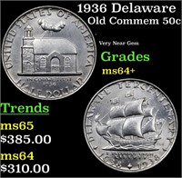 1936 Delaware Old Commem 50c Grades Choice+ Unc