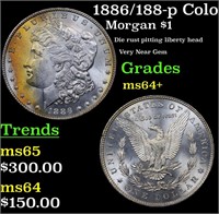 1886/188-p Colorfly Toned Vam 4A R6 Morgan $1 Grad