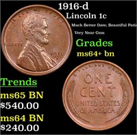 1916-d Lincoln 1c Grades Choice+ Unc BN