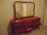 9-Drawer Wooden Dresser with Mirror (66 x 18 x 32)