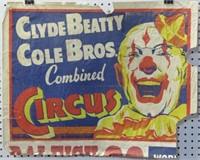 Clyde Beatty Cole Bros Clown Circus Poster