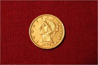 1886 Coronet Head Gold $5 Half Eagle