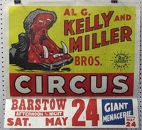 Al G Kelly & Miller Bros Circus Poster Barstow CA