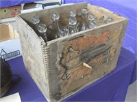 Wood beverage box with 10 bottles