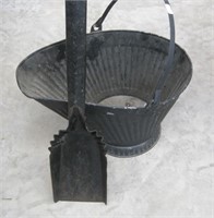 vintage coal skuttle and shovel