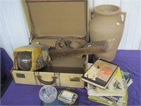 variety ... tools, books, silver plate, suitcase