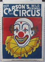 Tex Carson's Wild Animal Circus Rare Poster
