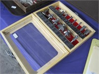 router bits in wood box