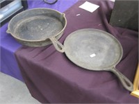 2 cast iron fry pans