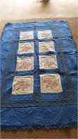 Hand quilted and embroidered twin size quilt