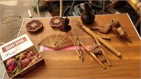 Hand carved wood pipes and various other carved