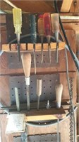 Miscellaneous wood chisels, files and other tools
