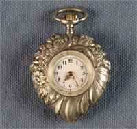 Ladies' .800 Silver Heart-Shaped Pocket Watch