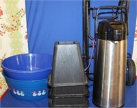 Household Lot - Risers, Luggage Cart, Thermos