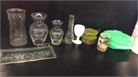 Assorted vases, Mini lampshades, Tupperware