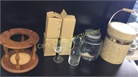 Ice Bucket, Cookie Jar, 4 Wine Glasses