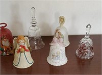 6 bells including Precious moments and cut glass