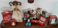 Large box of Christmas related items including