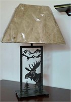 Adirondack metal moose table lamp