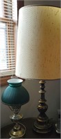2 lamps - green shade cracked