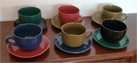 6 large soup bowl mugs with plates