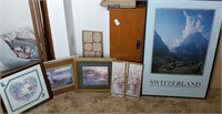 8 prints and frames including switzerland, and